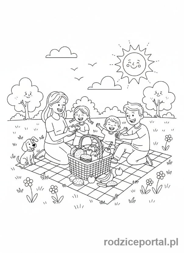 Kolorowanka Scenki - Rodzinny piknik