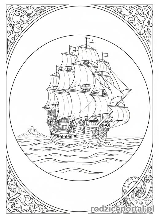 Kolorowanka Scenki - Statek piracki