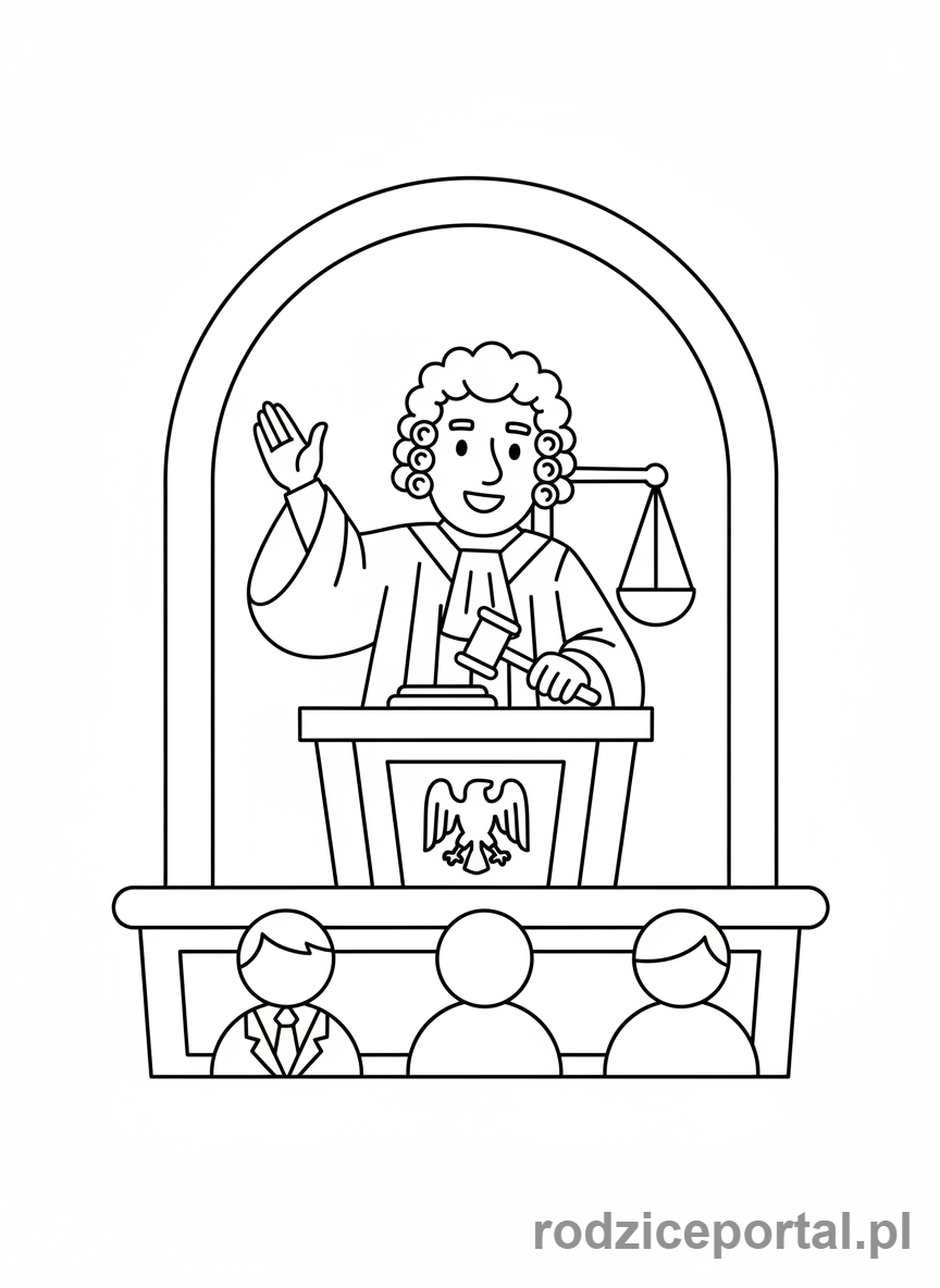 Kolorowanka Sędzia - Sędzia przemawiający do sądu