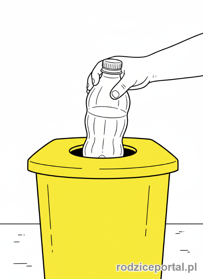 Kolorowanka Segregacja Śmieci - Butelka plastikowa