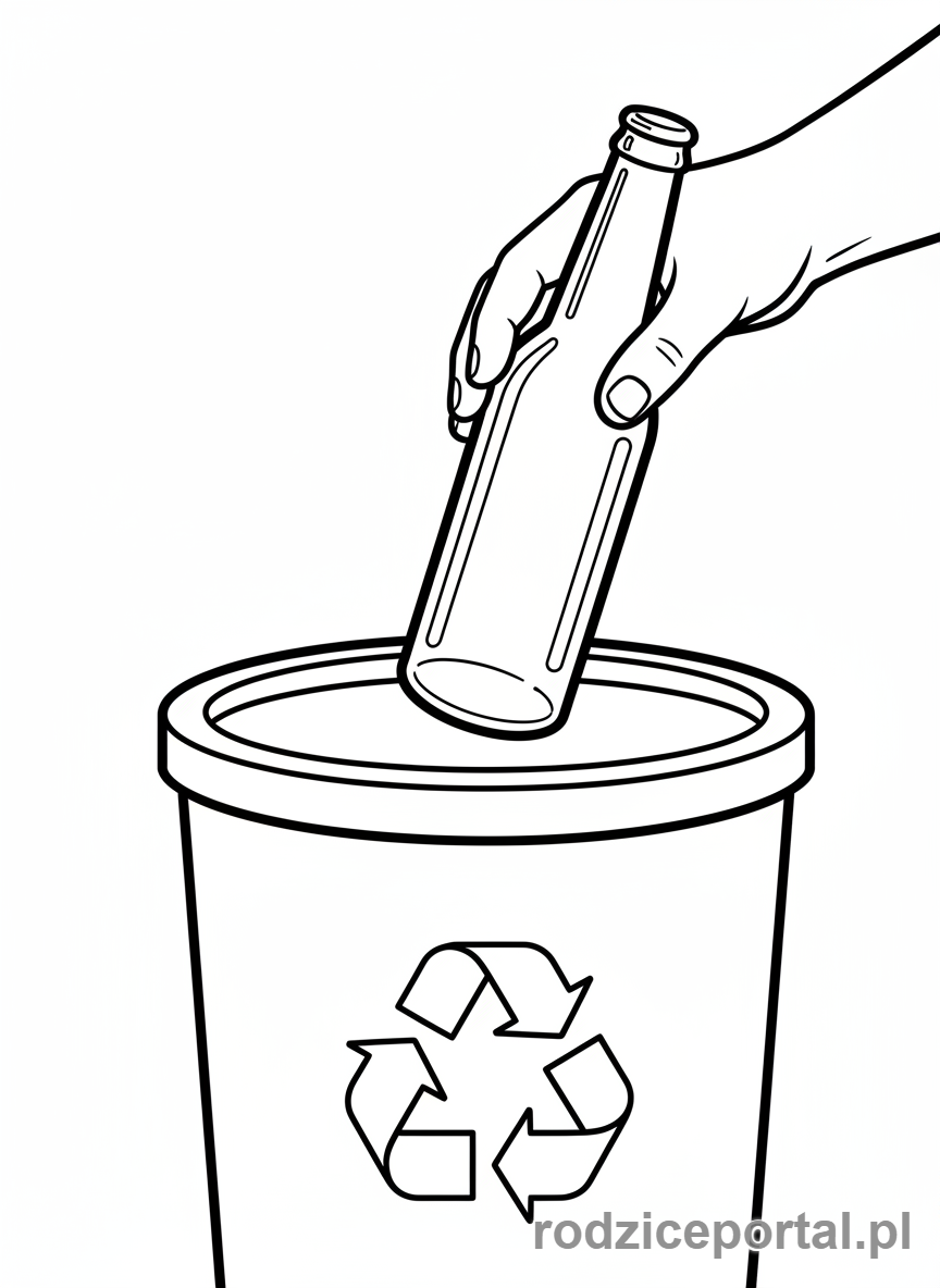 Kolorowanka Segregacja Śmieci - Butelka szklana