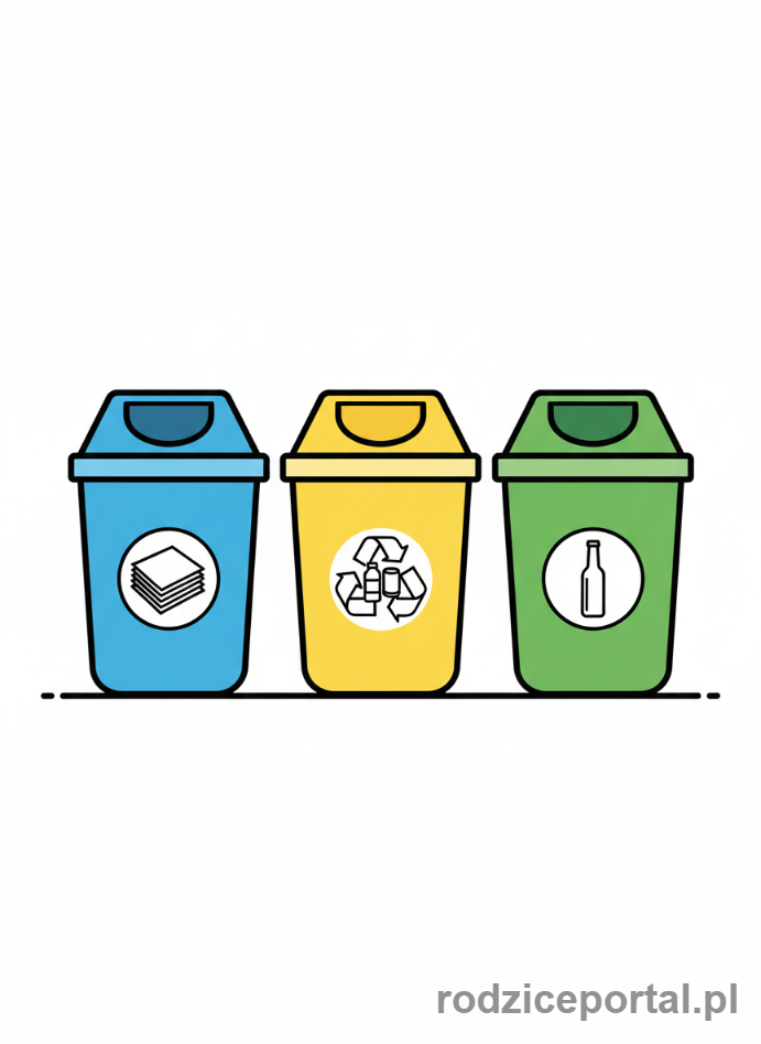 Kolorowanka Segregacja Śmieci - Kolorowe pojemniki