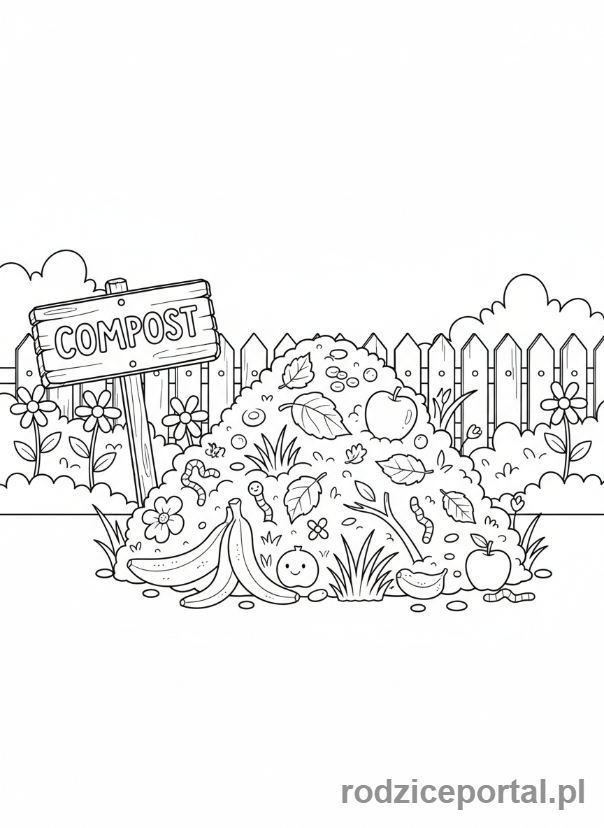 Kolorowanka Segregacja Śmieci - Kompostownik