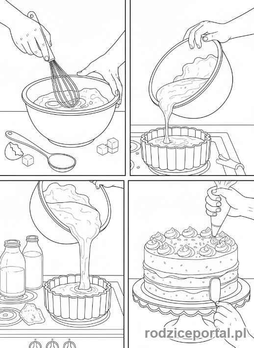 Kolorowanka Sekwencje - PieczenieCiastaEtapy