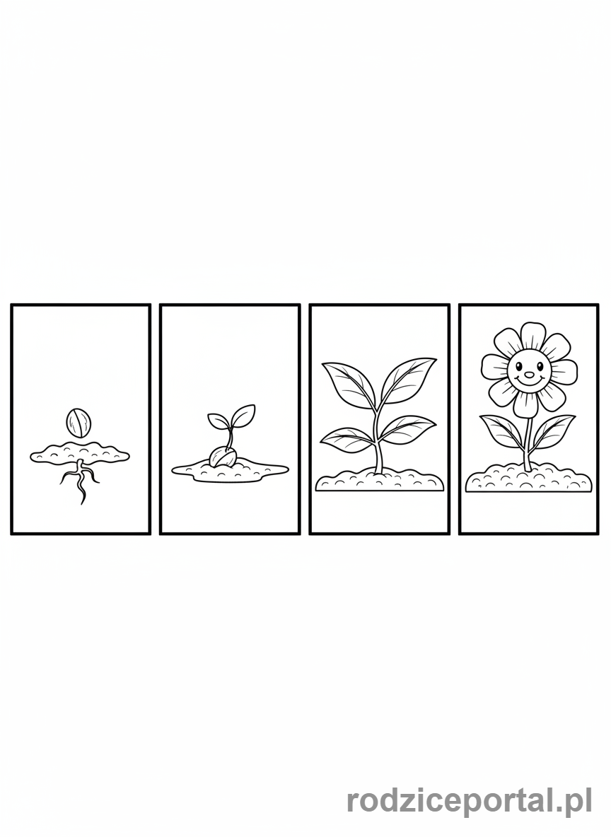 Kolorowanka Sekwencje - RoślinaFazyWzrostu