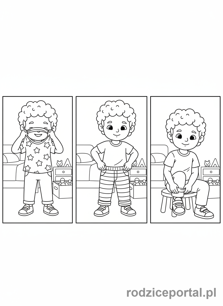 Kolorowanka Sekwencje - UbieranieDziecka