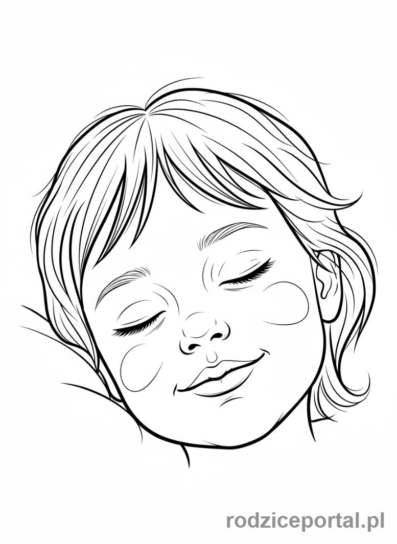 Kolorowanka Sen - Spokojna twarz śpiącego dziecka