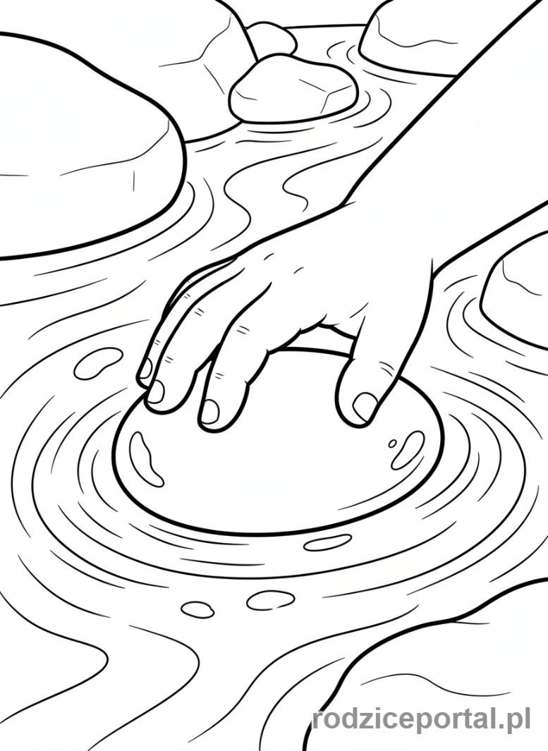 Kolorowanka Sensoryczne - Gładki kamień w rzece