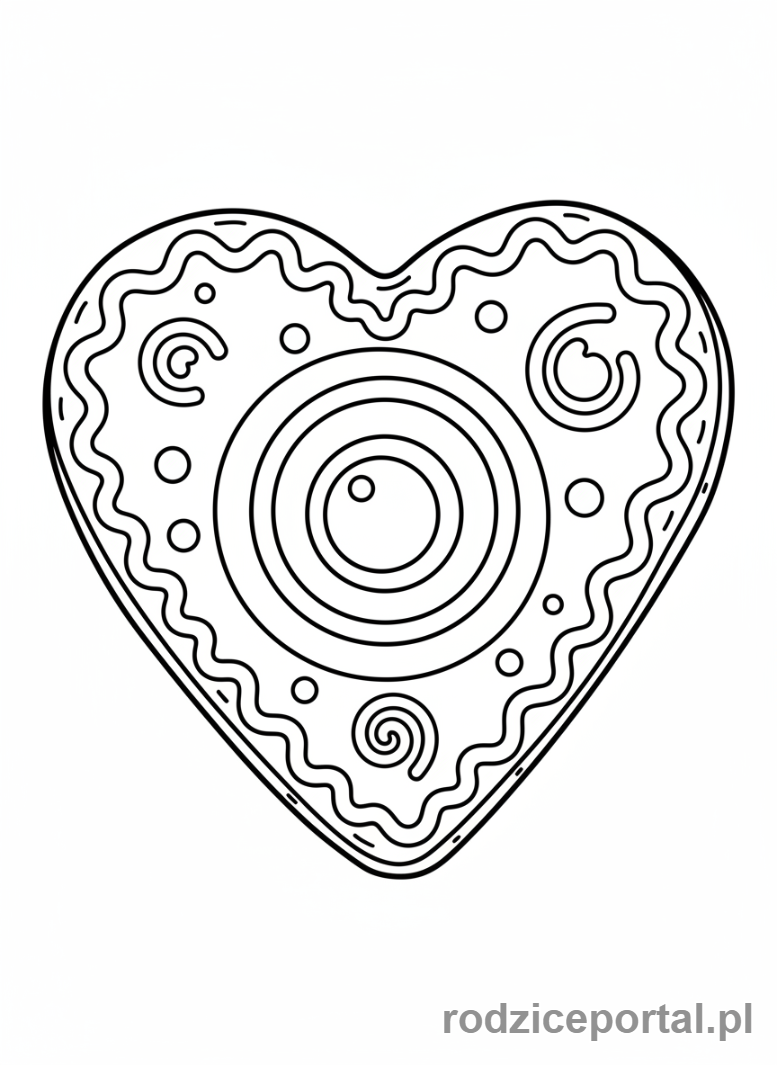 Kolorowanka Serce - Ciastko w kształcie serca