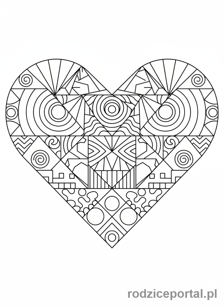 Kolorowanka Serce - Geometryczne serce