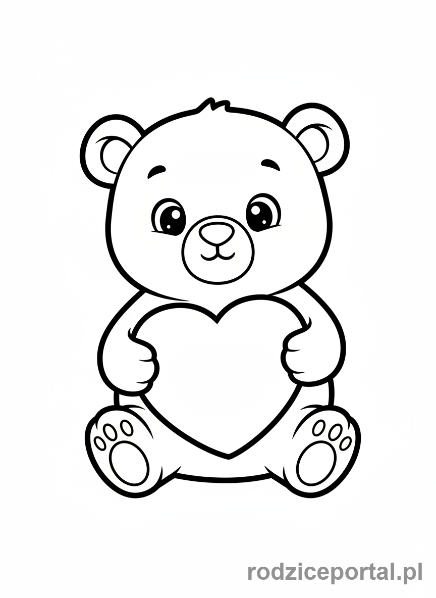 Kolorowanka Serce - Miś trzymający serce