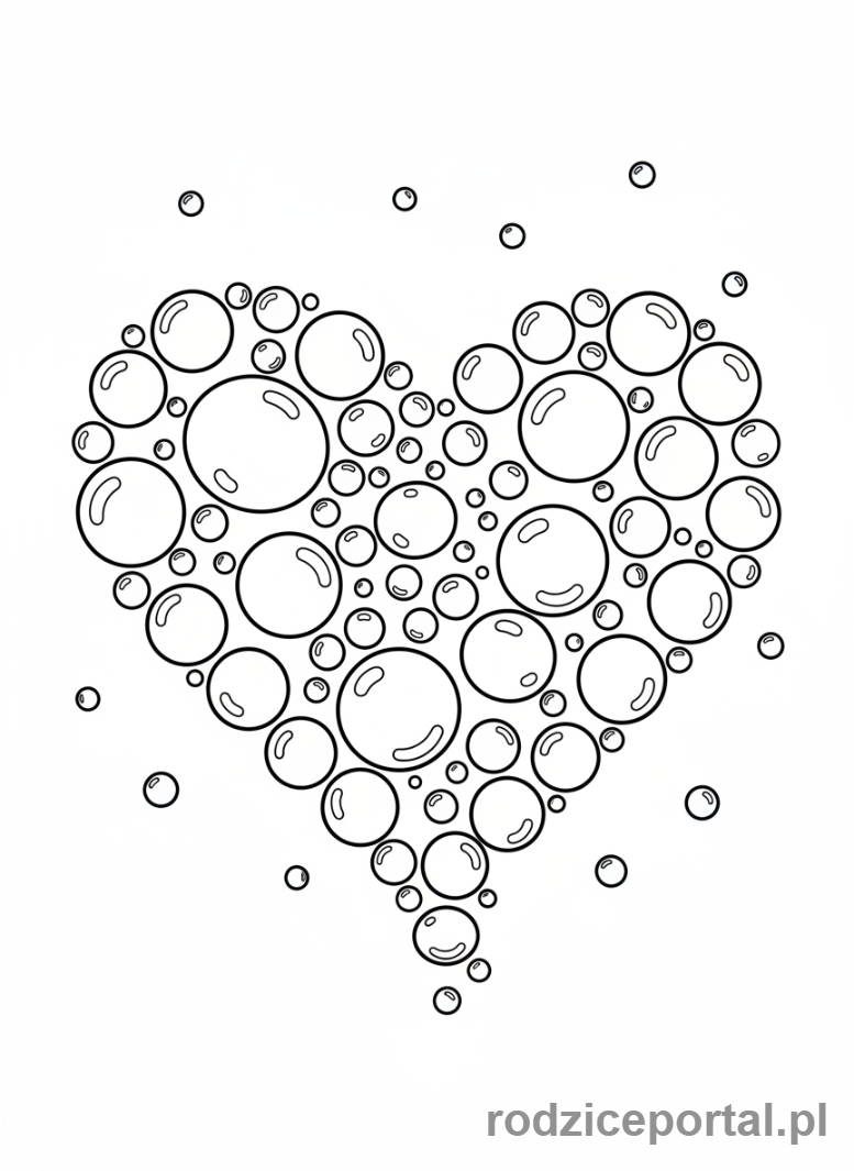 Kolorowanka Serce - Serce z baniek mydlanych