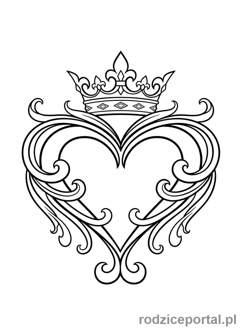 Kolorowanka Serce - Serce z koroną