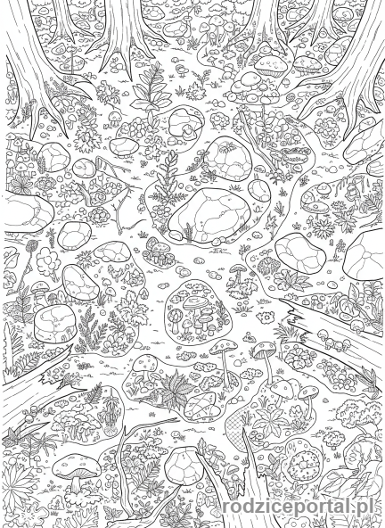 Kolorowanka Shadow - Cienie drzew w lesie