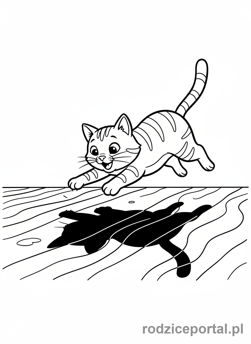 Kolorowanka Shadow - Kot bawiący się własnym cieniem