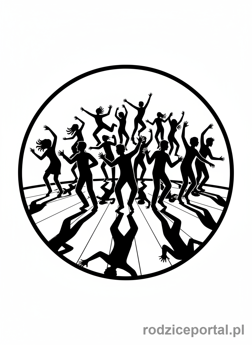 Kolorowanka Shadow - Tańczące cienie ludzi