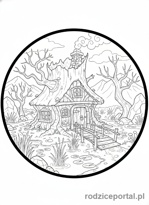 Kolorowanka Shrek - Dom Shreka bagna