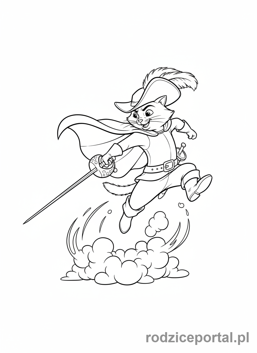 Kolorowanka Shrek - Kot w Butach walka