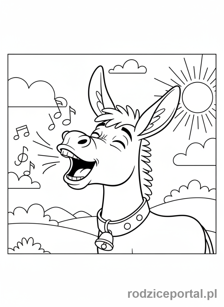 Kolorowanka Shrek - Osioł śpiewający