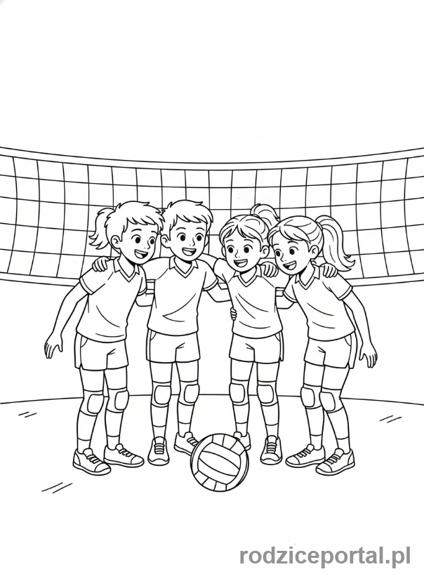 Kolorowanka Siatkówka - Druzyna siatkarska narada