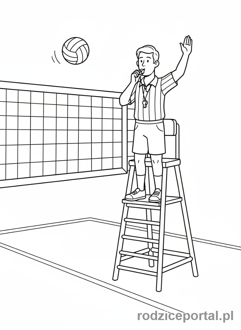 Kolorowanka Siatkówka - Sedzia siatkowki gwizdek