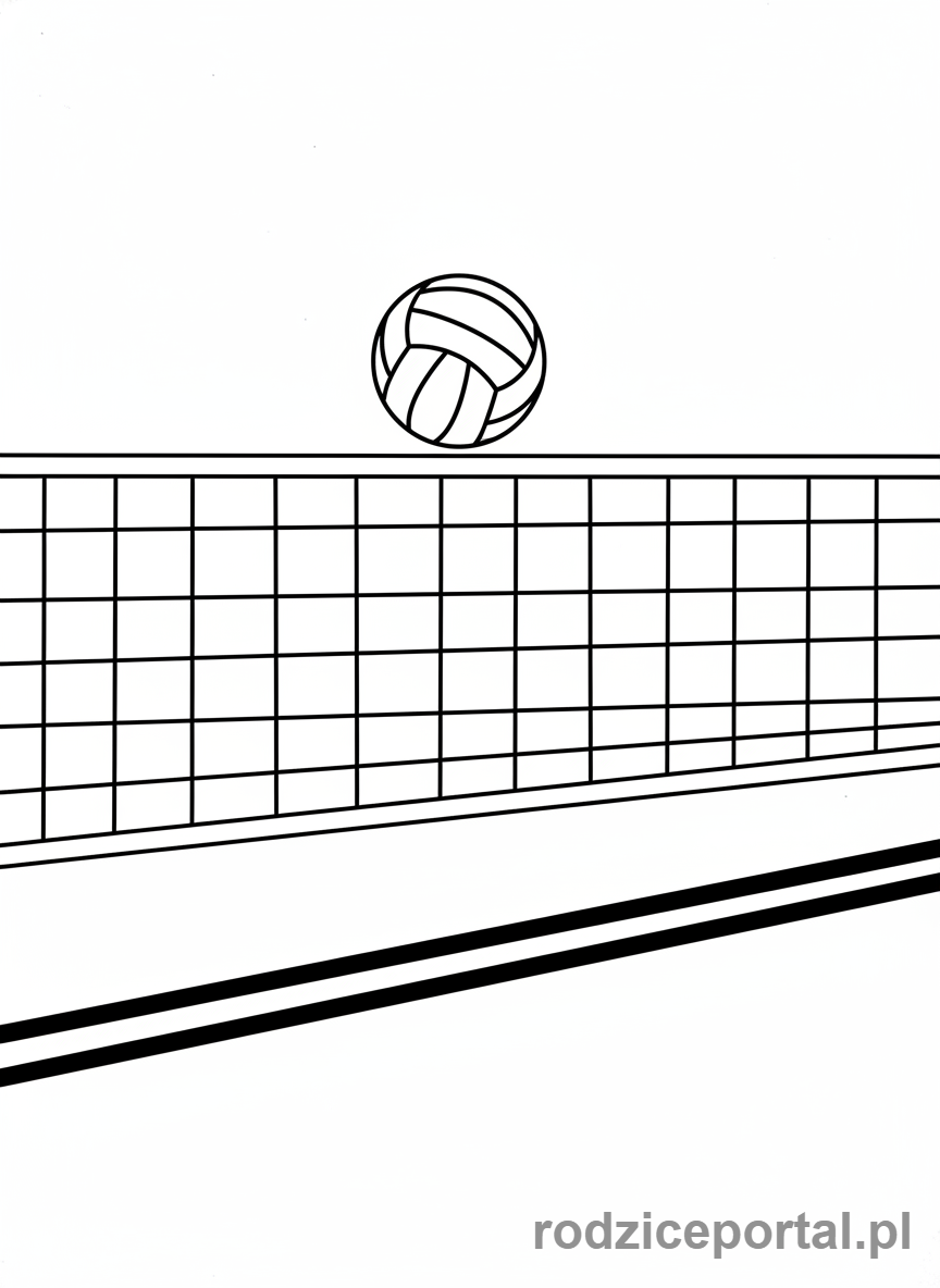 Kolorowanka Siatkówka - Siatka do siatkowki z pilka