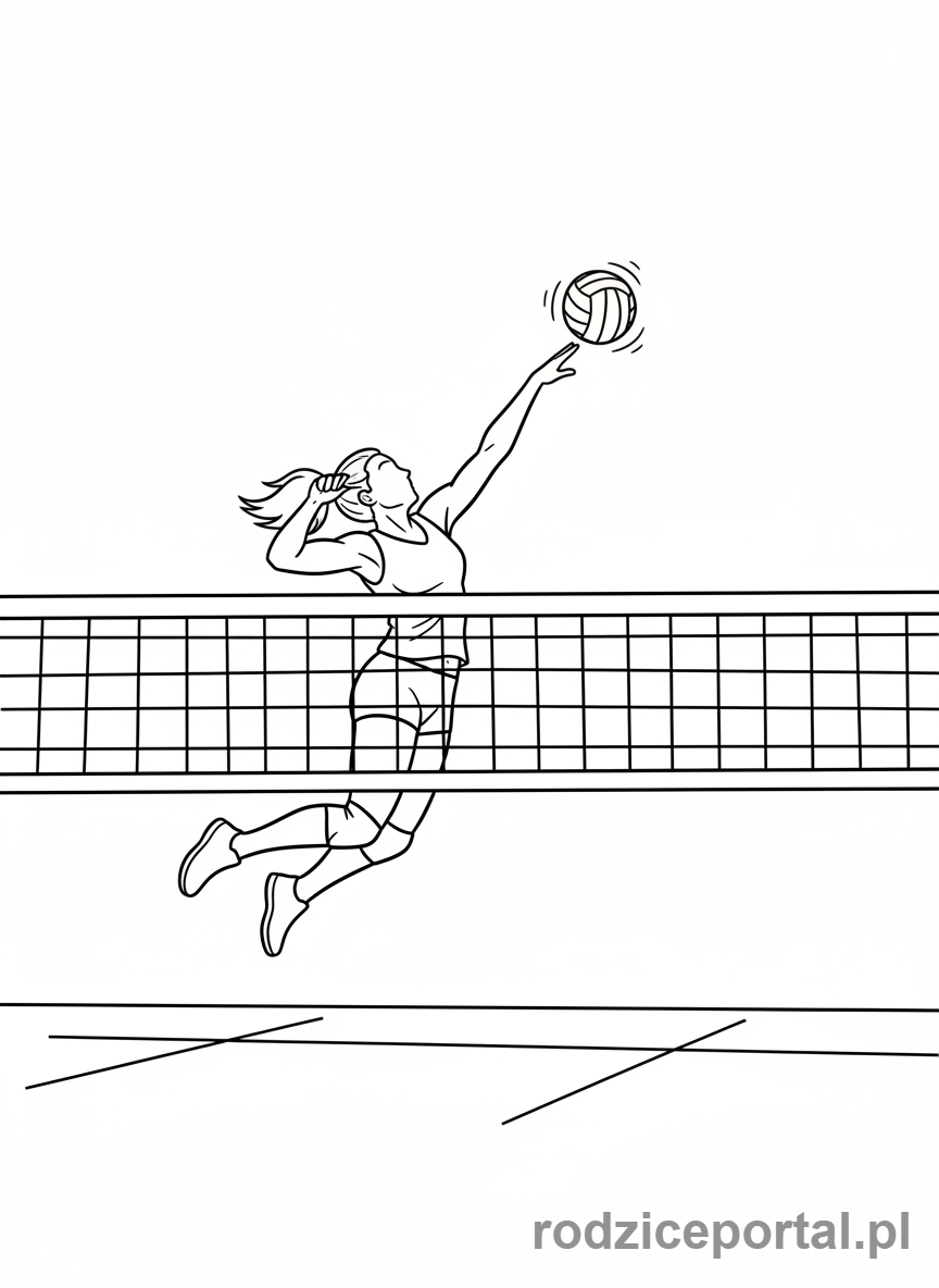 Kolorowanka Siatkówka - Siatkarz atakuje zbicie