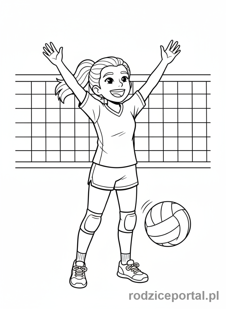 Kolorowanka Siatkówka - Siatkarz cieszy sie z punktu