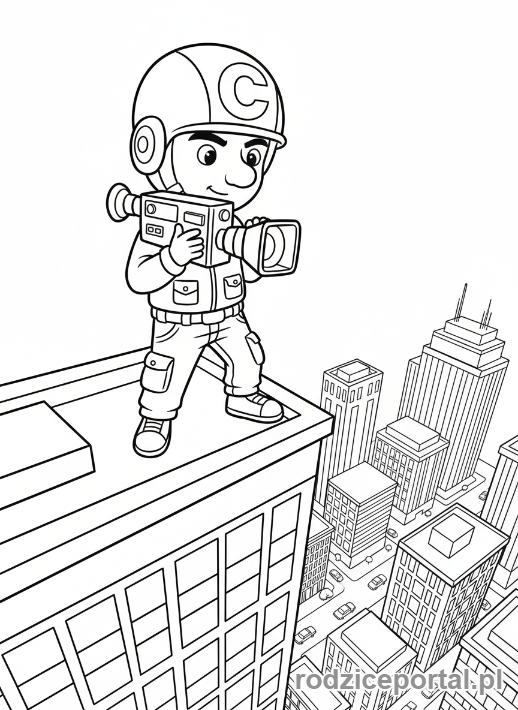 Kolorowanka Skibidi Toilet - Kameraman na dachu