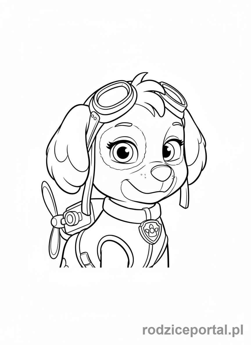 Kolorowanka Skye - Portret Skye w okularach lotniczych