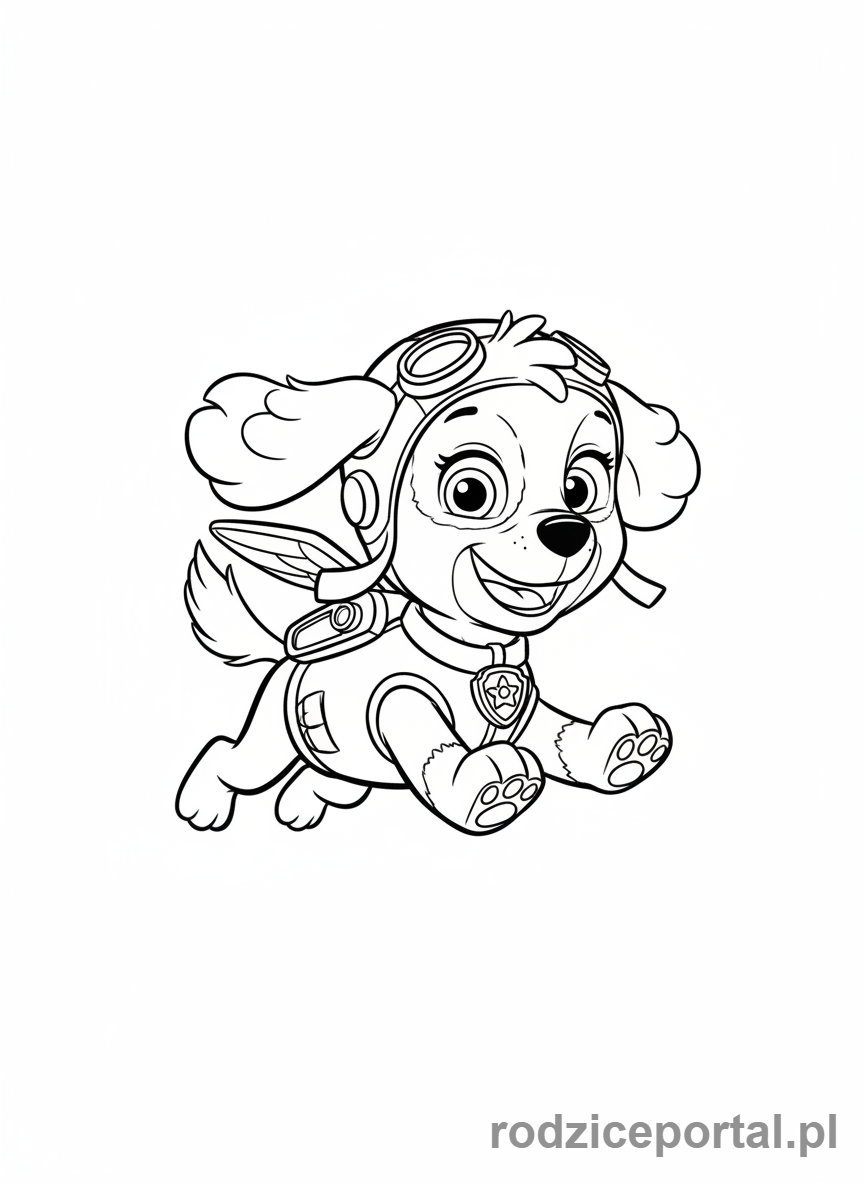 Kolorowanka Skye - Skye biegnie z uśmiechem