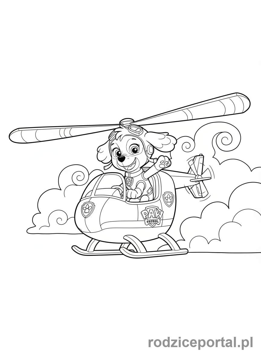 Kolorowanka Skye - Skye leci swoim helikopterem