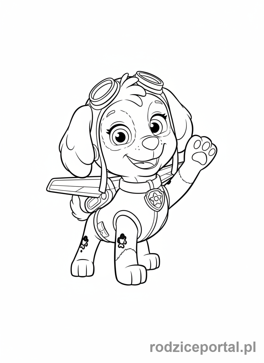 Kolorowanka Skye - Skye macha łapką