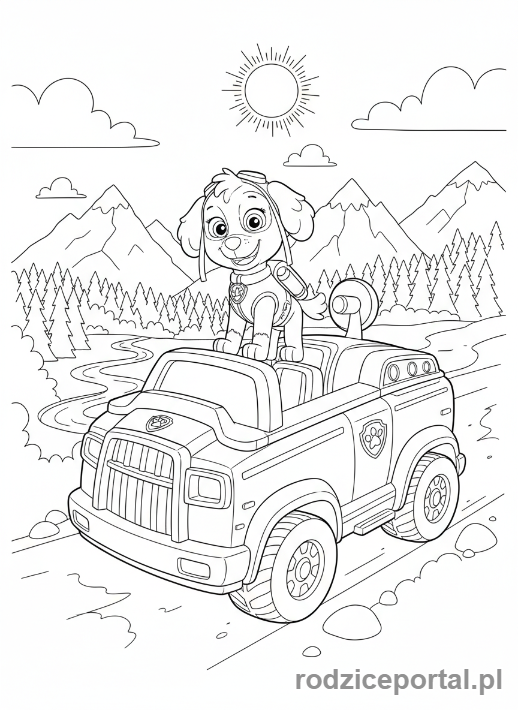 Kolorowanka Skye - Skye na Patrolce