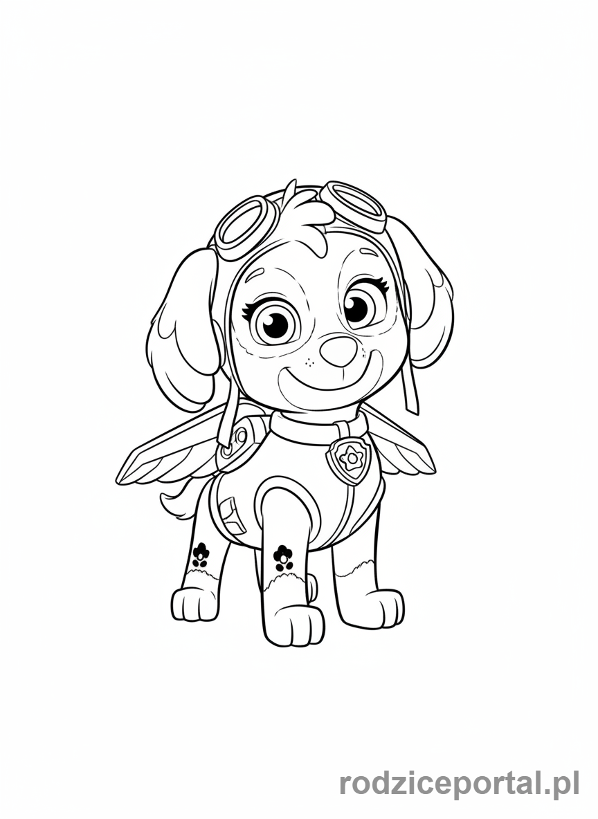 Kolorowanka Skye - Skye w całej postaci, gotowa do akcji