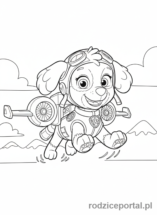 Kolorowanka Skye - Skye z plecakiem odrzutowym, zbliżenie