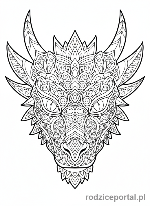 Kolorowanka Smok - Głowa smoka wzory