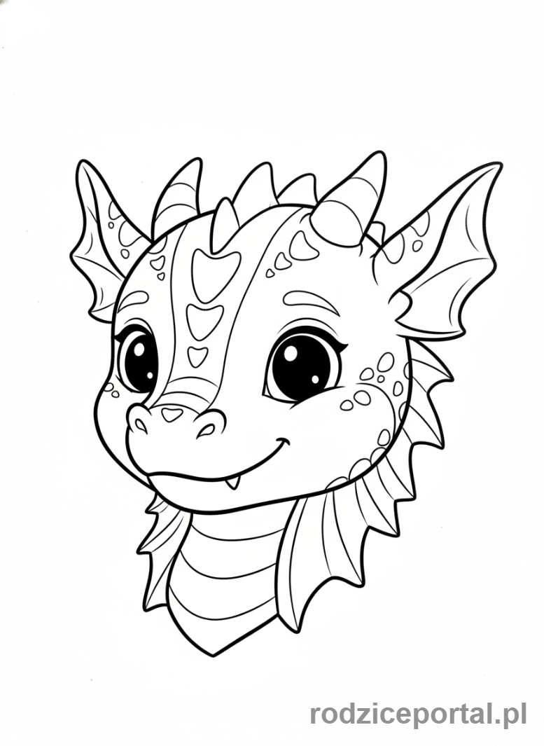 Kolorowanka Smok - Mały smok portret