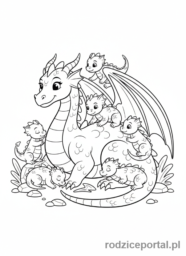 Kolorowanka Smok - Smocza rodzina