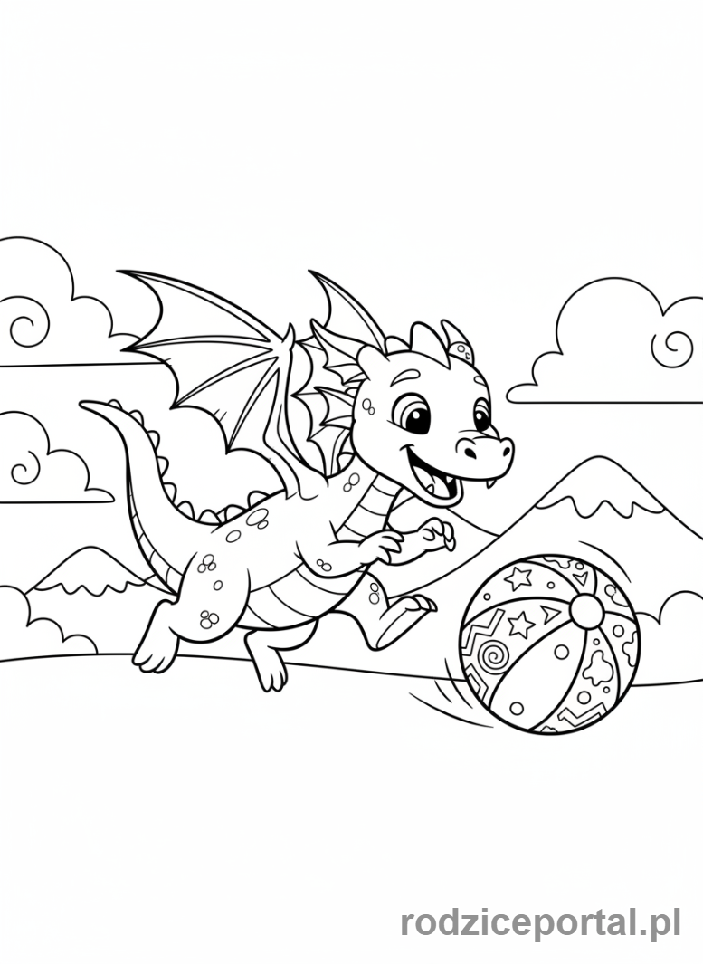 Kolorowanka Smok - Smok bawi się