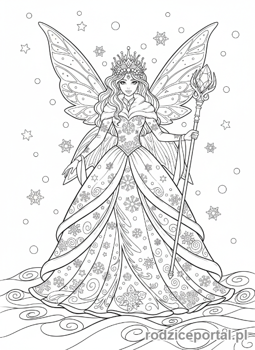 Kolorowanka Śnieżynka - Śnieżynka_cała_postać_śnieg