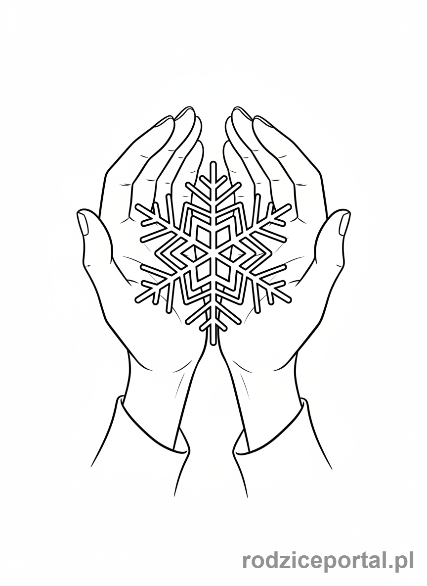 Kolorowanka Śnieżynka - Śnieżynka_dłonie_płatek