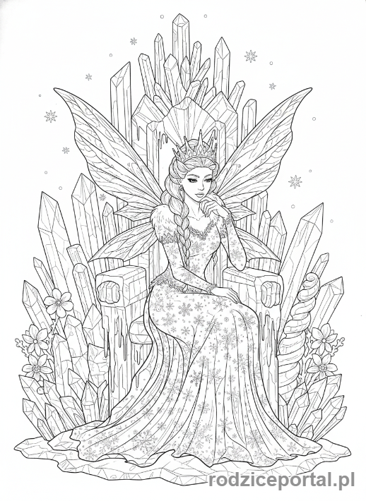 Kolorowanka Śnieżynka - Śnieżynka_tron_zamyślona