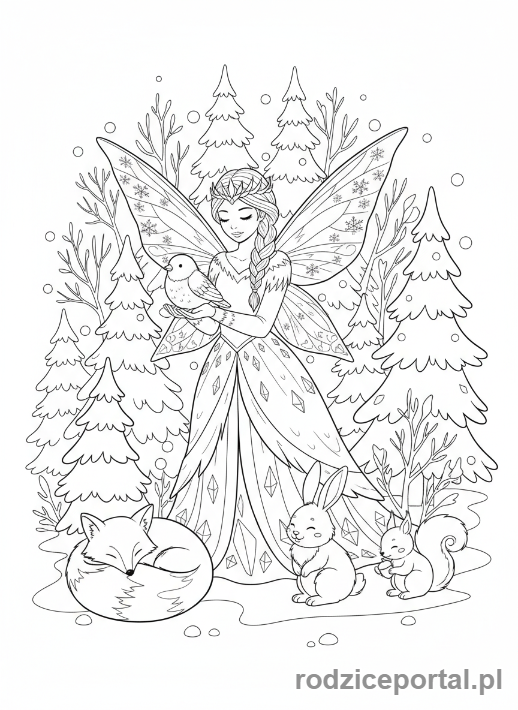 Kolorowanka Śnieżynka - Śnieżynka_zwierzęta_las