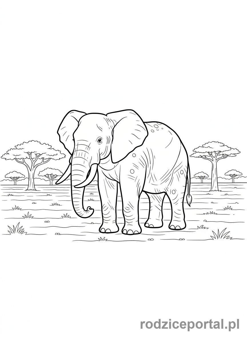 Kolorowanka Słoń - Słoń sawanna