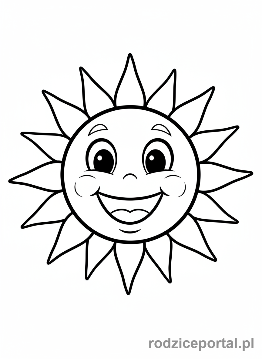 Kolorowanka Słońce I Księżyc - Zbliżenie na radosne Słońce