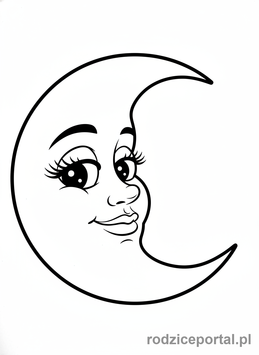 Kolorowanka Słońce I Księżyc - Zbliżenie na spokojny Księżyc