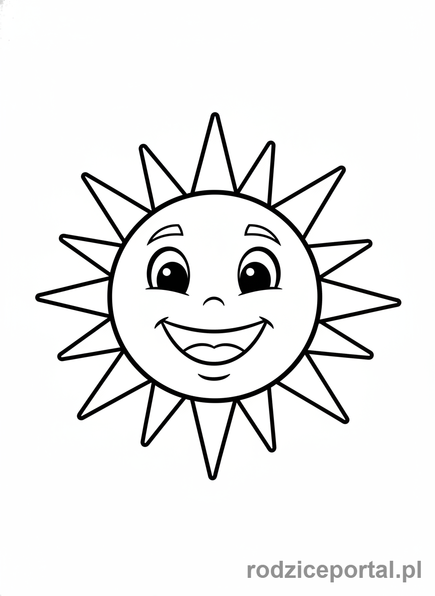 Kolorowanka Słońce - Uśmiechnięte słońce z promieniami