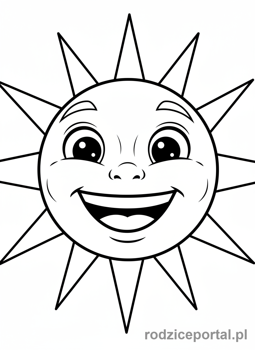 Kolorowanka Słońce - Zbliżenie na roześmianą twarz słońca