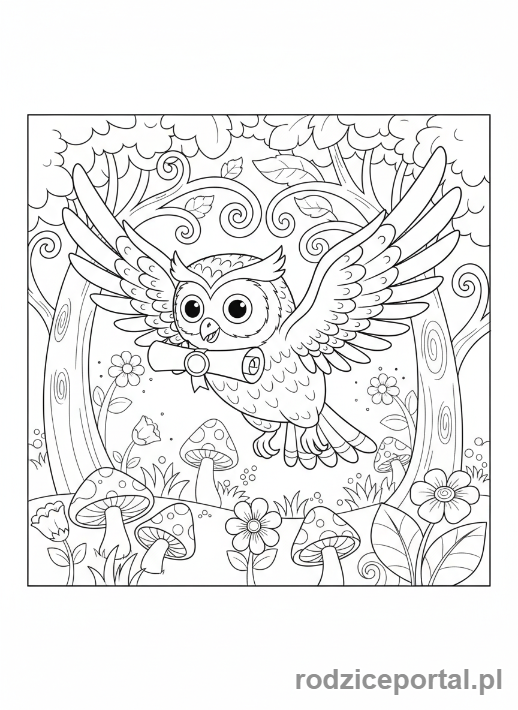 Kolorowanka Sowa - Sowa dostarcza list